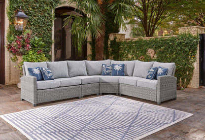 Haines Furniture Outlet - Ashley Furniture - Naples Beach Outdoor - 4-Piece Outdoor Sectional / Light Gray - P439P2