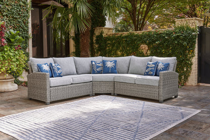 Haines Furniture Outlet - Ashley Furniture - Naples Beach Outdoor - 3-Piece Outdoor Sectional / Light Gray - P439P1