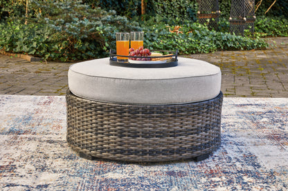 Haines Furniture Outlet - Ashley Furniture - Harbor Court Outdoor - Ottoman with Cushion / Gray - P459-814
