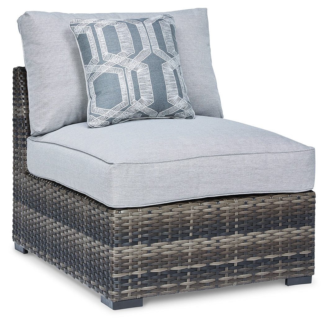Haines Furniture Outlet - Ashley Furniture - Harbor Court Outdoor - Armless Chair w/Cushion (Set of 2) / Gray - P459-846