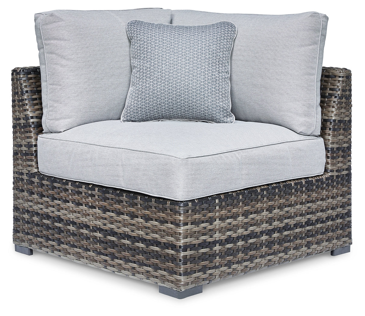 Haines Furniture Outlet - Ashley Furniture - Harbor Court Outdoor - Corner with Cushion (Set of 2) / Gray - P459-877