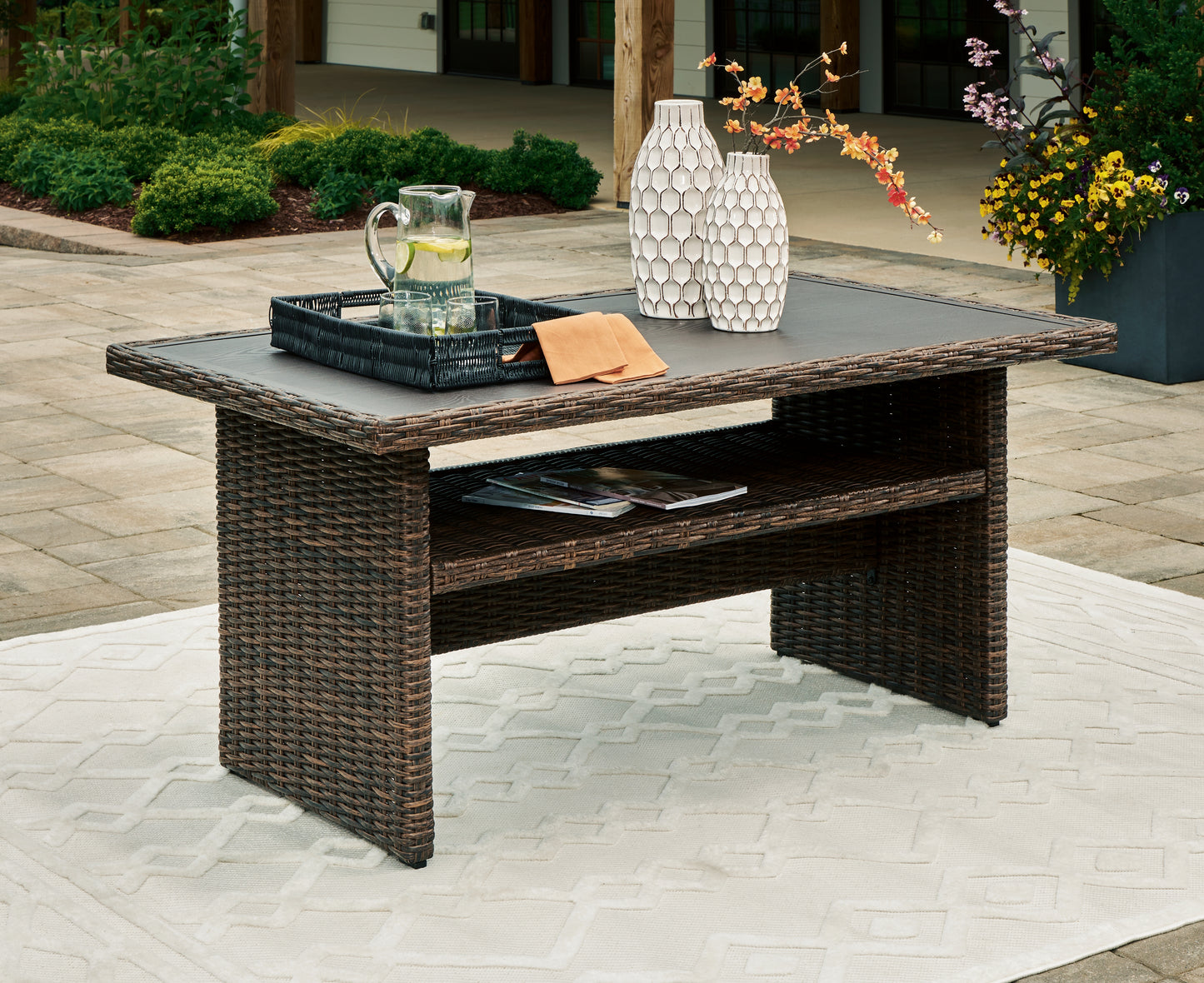 Haines Furniture Outlet - Ashley Furniture - Brook Ranch Outdoor - RECT Multi-Use Table / Brown - P465-625