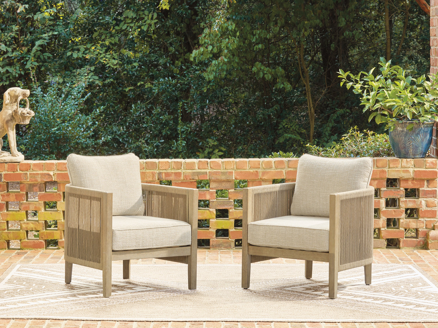 Haines Furniture Outlet - Ashley Furniture - Spooners Cove Outdoor - Lounge Chair w/Cushion (Set of 2) - PCP469-820