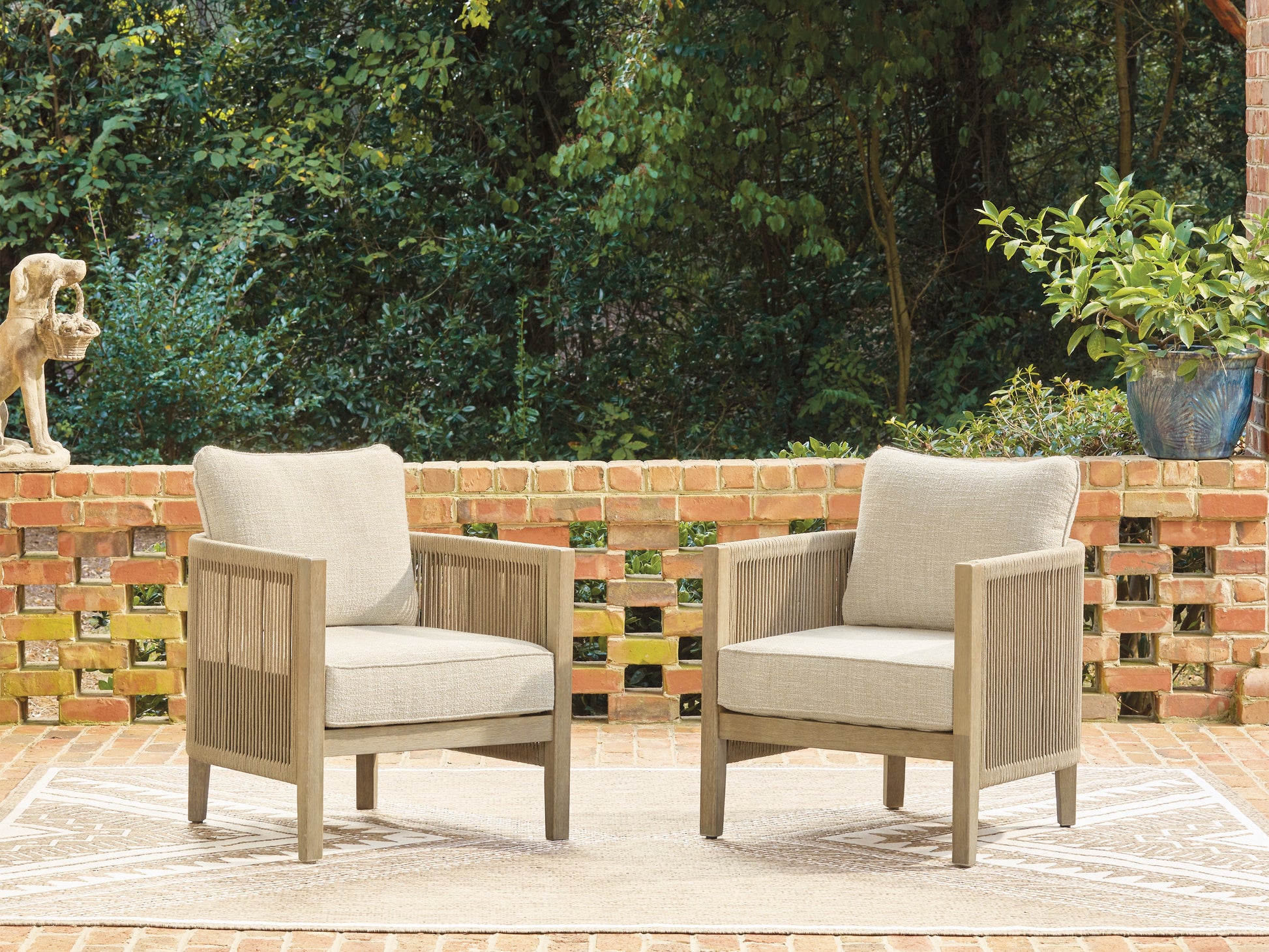 Haines Furniture Outlet - Ashley Furniture - Spooners Cove Outdoor - Lounge Chair w/Cushion (Set of 2) - PCP469-820