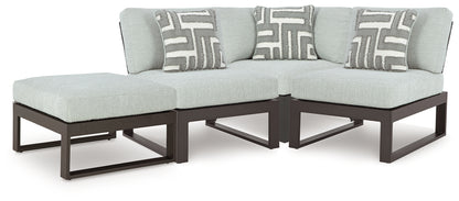 Haines Furniture Outlet - Ashley Furniture - Beachloft Outdoor - 4-Piece Outdoor Sectional / Black/Gray - P490P7