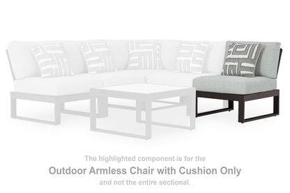 Haines Furniture Outlet - Ashley Furniture - Beachloft Outdoor - Armless Chair w/Cushion / Black/Gray - P490-846