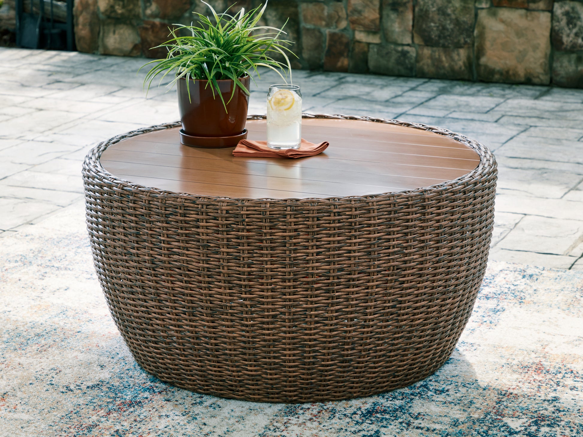 Haines Furniture Outlet - Ashley Furniture - Double Point Outdoor - Round Cocktail Table - PCP503-708