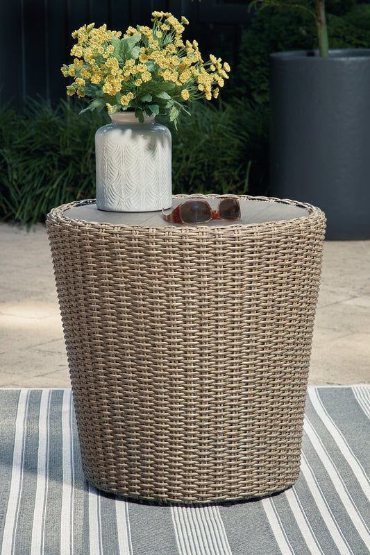 Haines Furniture Outlet - Ashley Furniture - Danson Outdoor - Swivel Lounge w/Cushion (Set of 2) / Beige - P505-821