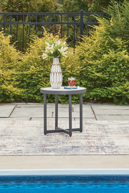 Haines Furniture Outlet - Ashley Furniture - Ocean Beach Outdoor - Round End Table / Gray - PCP510-706