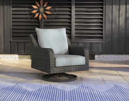 Haines Furniture Outlet - Ashley Furniture - Elite Park Outdoor - Swivel Lounge w/ Cushion / Gray - P518-821