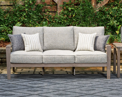 Haines Furniture Outlet - Ashley Furniture - Hillside Barn Outdoor - Sofa with Cushion / Gray/Brown - P564-838