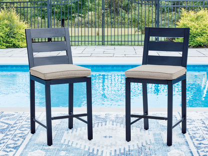 Haines Furniture Outlet - Ashley Furniture - East Beach Outdoor - Barstool (Set of 2) / Navy Blue - PCP587-124