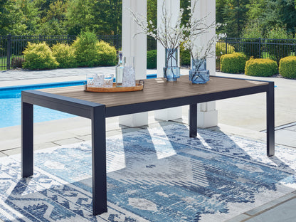 Haines Furniture Outlet - Ashley Furniture - East Beach Outdoor - RECT Dining Table w/UMB OPT / Navy Blue/Driftwood - PCP587-625