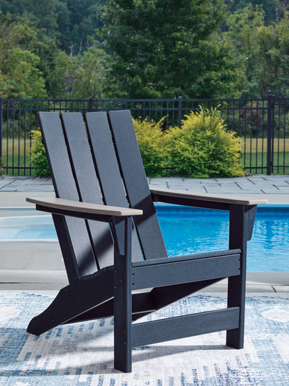 Haines Furniture Outlet - Ashley Furniture - East Beach Outdoor - Adirondack Chair / Navy Blue/Driftwood - PCP587-898