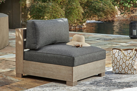 Haines Furniture Outlet - Ashley Furniture - Citrine Park Outdoor - Ottoman with Cushion / Brown/Charcoal - P660-814