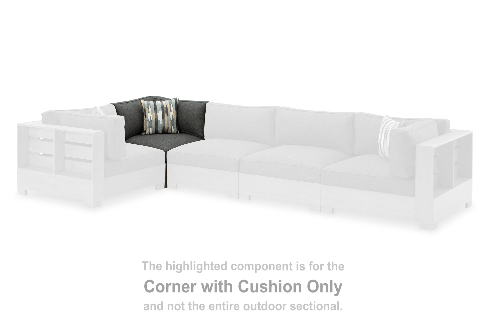 Haines Furniture Outlet - Ashley Furniture - Citrine Park Outdoor - Corner with Cushion (1/CN) / Brown/Charcoal - P660-877