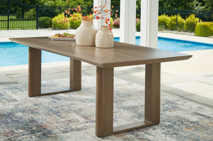 Haines Furniture Outlet - Ashley Furniture - Serene Bay Outdoor - RECT Dining Table w/UMB OPT / Dark Brown - P671-625