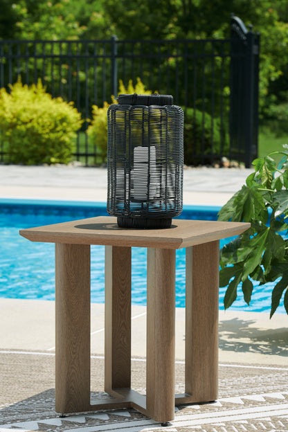 Haines Furniture Outlet - Ashley Furniture - Serene Bay Outdoor - Square End Table / Dark Brown - P671-702