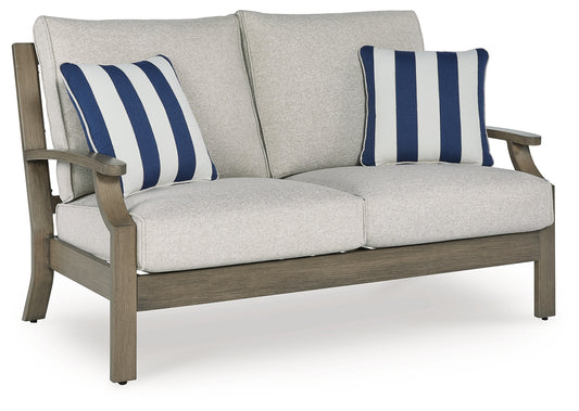 Haines Furniture Outlet - Ashley Furniture - Rainier Ranch Outdoor - Arm Chair With Cushion (Set of 2) / Brown/Beige - P701-601A