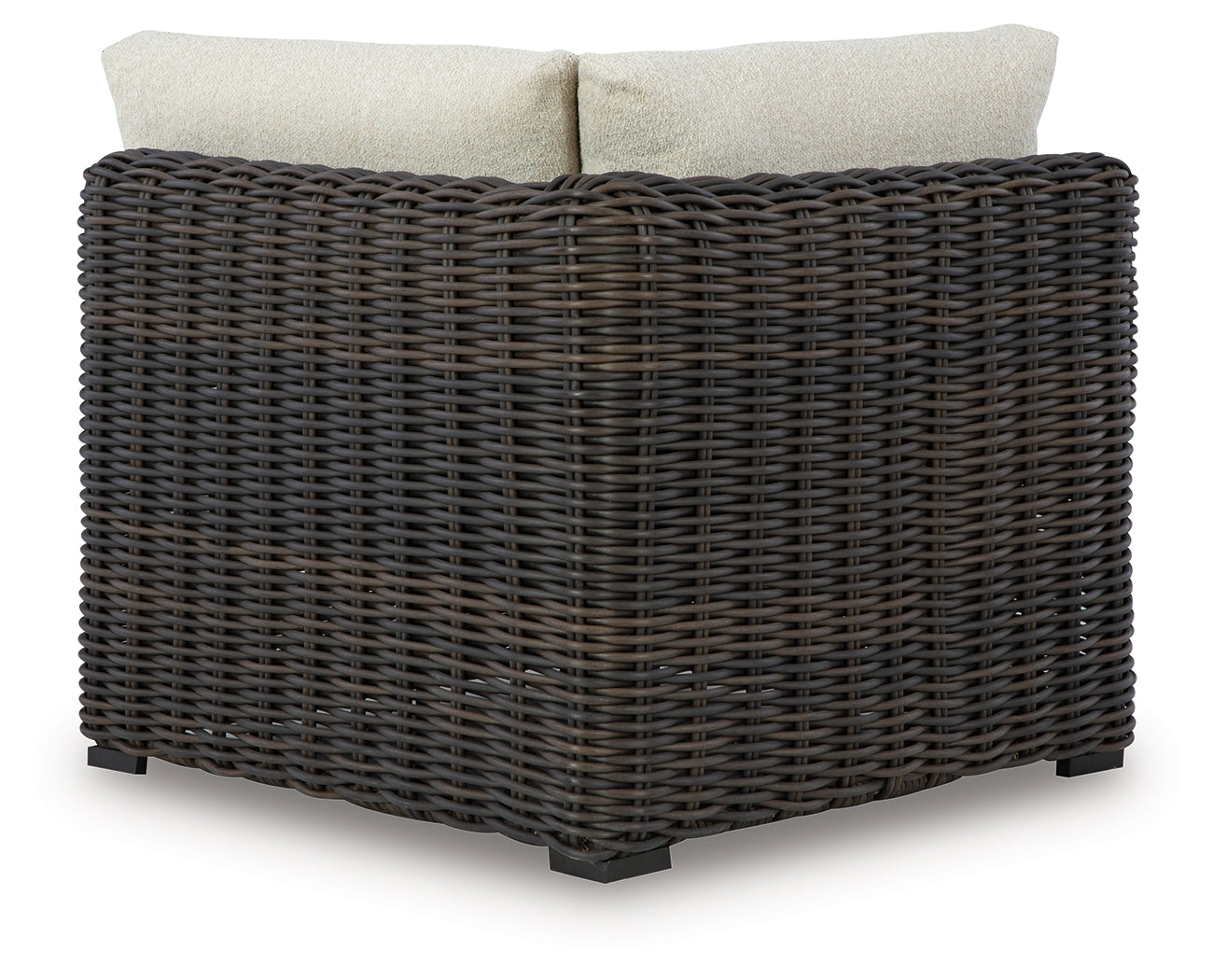 Haines Furniture Outlet - Ashley Furniture - Kimora Outdoor - Corner with Cushion / Beige/Dark Brown - P711-877
