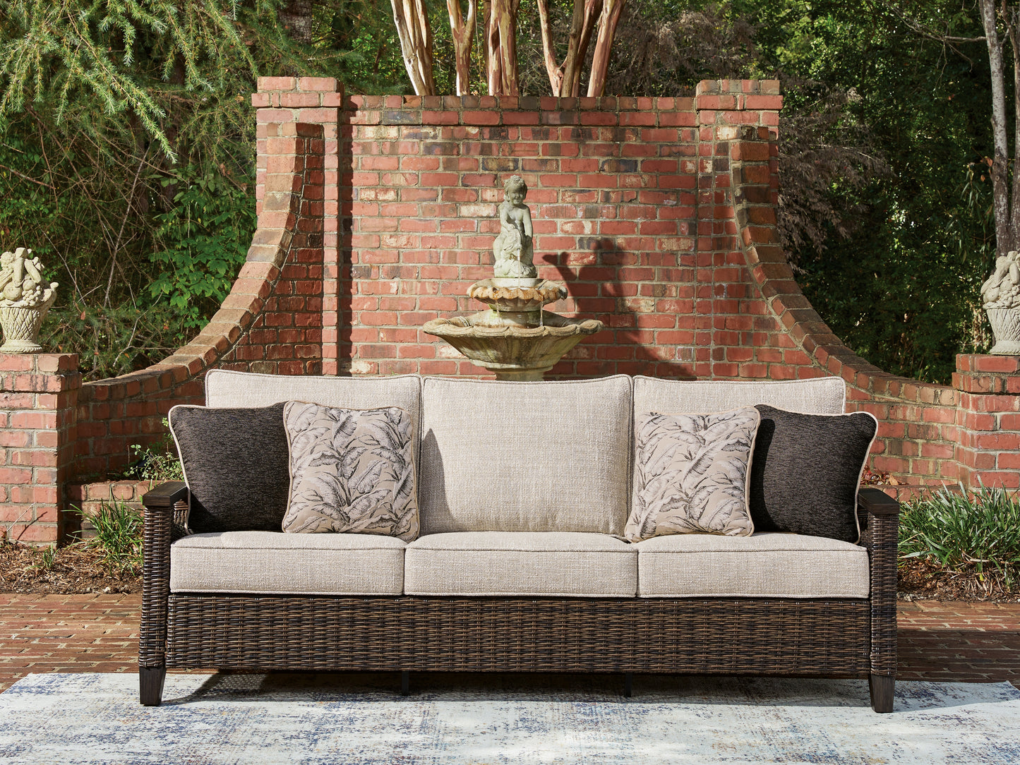 Haines Furniture Outlet - Ashley Furniture - Monterey Point Outdoor - Sofa with Cushion - PCP760-838