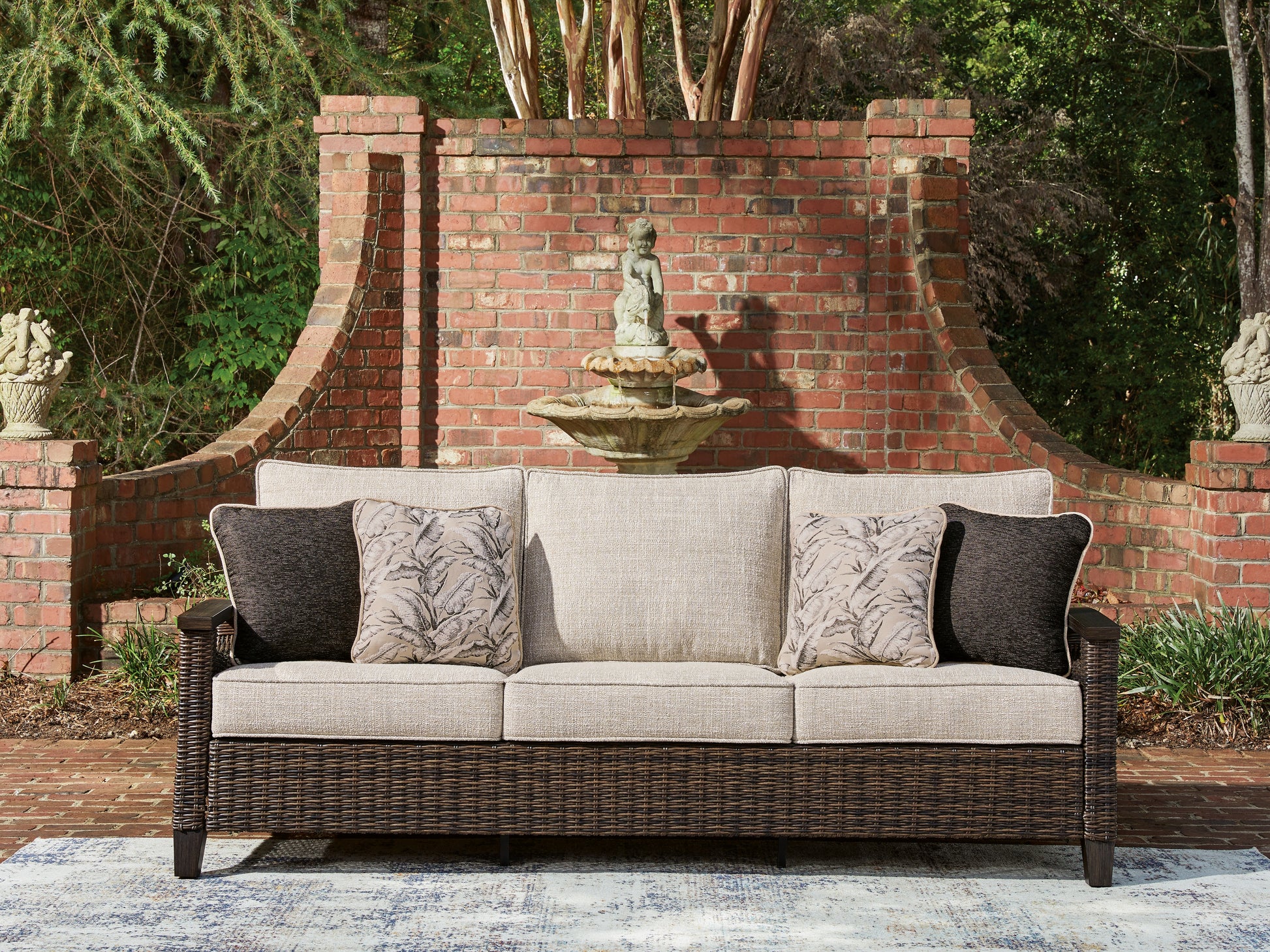 Haines Furniture Outlet - Ashley Furniture - Monterey Point Outdoor - Sofa with Cushion - PCP760-838