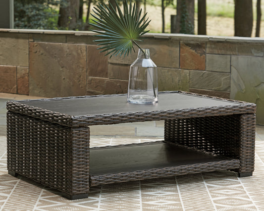 Haines Furniture Outlet - Ashley Furniture - Grasson Lane Outdoor - Square End Table / Brown - P783-702
