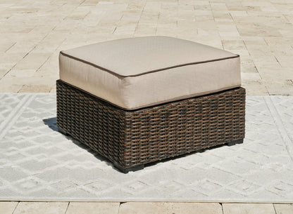 Haines Furniture Outlet - Ashley Furniture - Coastline Bay Outdoor - Ottoman with Cushion / Brown - P784-814