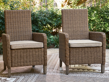 Haines Furniture Outlet - Ashley Furniture - Laguna Heights Outdoor - Arm Chair With Cushion (Set of 2) / Beige - PCP790-601A