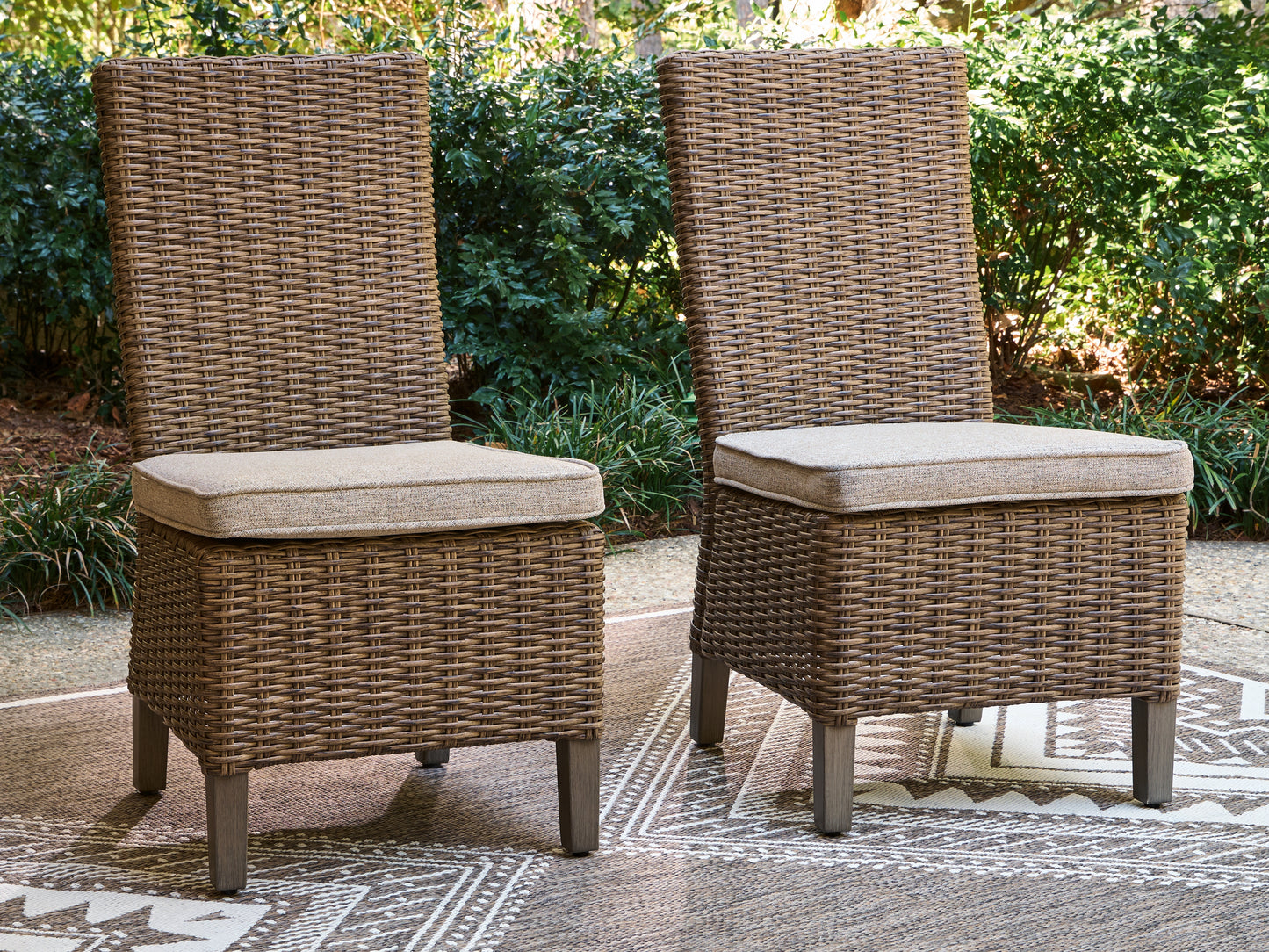 Haines Furniture Outlet - Ashley Furniture - Laguna Heights Outdoor - Side Chair with Cushion (Set of 2) / Beige - PCP790-601