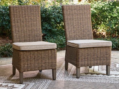 Haines Furniture Outlet - Ashley Furniture - Laguna Heights Outdoor - Side Chair with Cushion (Set of 2) / Beige - PCP790-601