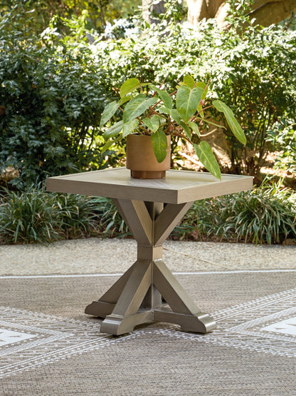 Haines Furniture Outlet - Ashley Furniture - Laguna Heights Outdoor - Square End Table / Beige - PCP790-702