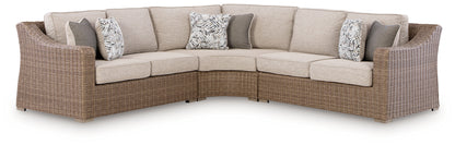 Haines Furniture Outlet - Ashley Furniture - Laguna Heights Outdoor - 3-Piece Outdoor Sectional / Beige - PCP790P1
