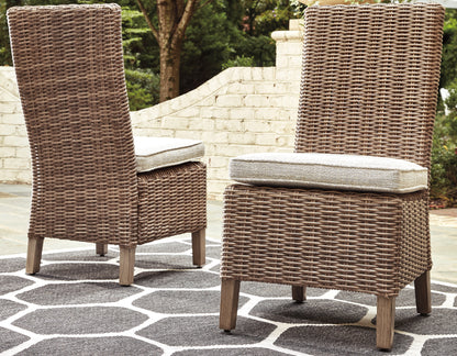 Haines Furniture Outlet - Ashley Furniture - Beachcroft Outdoor - Side Chair with Cushion (Set of 2) / Beige - P791-601