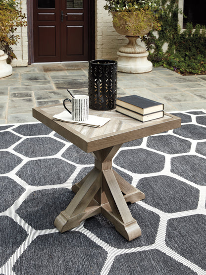 Haines Furniture Outlet - Ashley Furniture - Beachcroft Outdoor - Square End Table / Beige - P791-702