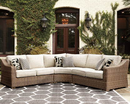 Haines Furniture Outlet - Ashley Furniture - Beachcroft Outdoor - 3-Piece Outdoor Seating Set / Beige - P791P6