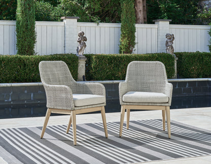 Haines Furniture Outlet - Ashley Furniture - Seton Creek Outdoor - Arm Chair With Cushion (Set of 2) / Gray - P798-601A