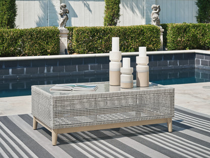 Haines Furniture Outlet - Ashley Furniture - Seton Creek Outdoor - Rectangular Cocktail Table / Gray - P798-701