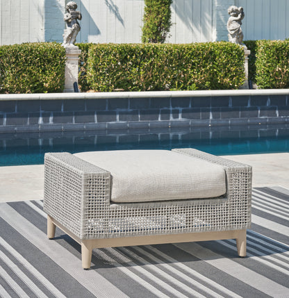 Haines Furniture Outlet - Ashley Furniture - Seton Creek Outdoor - Ottoman with Cushion / Gray - P798-814