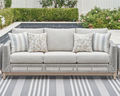 Haines Furniture Outlet - Ashley Furniture - Seton Creek Outdoor - Sofa with Cushion / Gray - P798-838