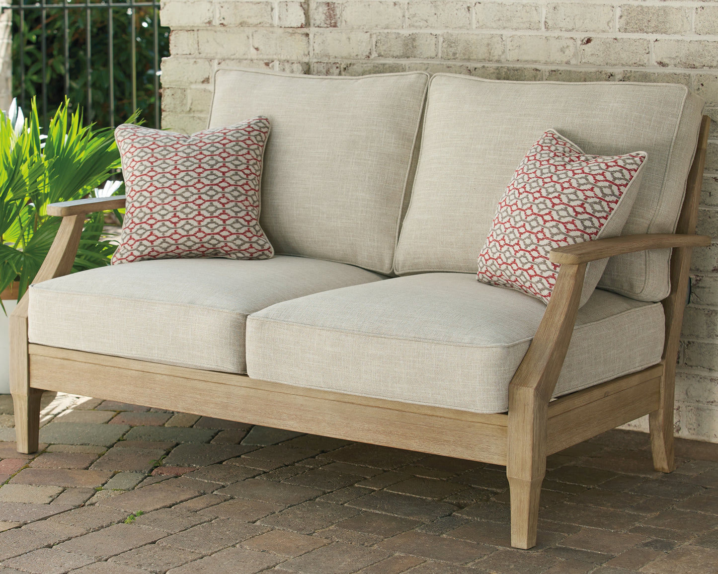 Haines Furniture Outlet - Ashley Furniture - Clare View Outdoor - Corner with Cushion / Beige - P801-877