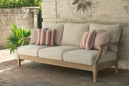 Haines Furniture Outlet - Ashley Furniture - Clare View Outdoor - Sofa with Cushion / Beige - P801-838
