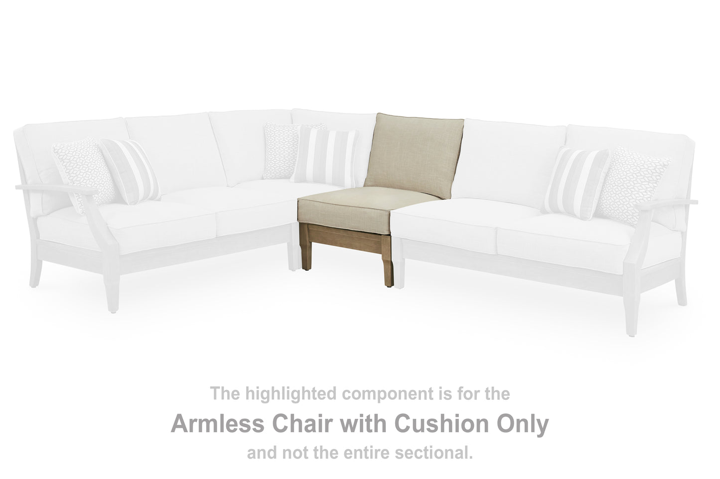 Haines Furniture Outlet - Ashley Furniture - Clare View Outdoor - Armless Chair w/Cushion / Beige - P801-846