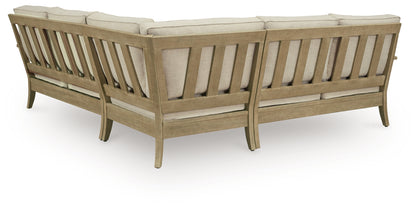 Haines Furniture Outlet - Ashley Furniture - Clare View Outdoor - 3-Piece Outdoor Sectional / Beige - P801P10