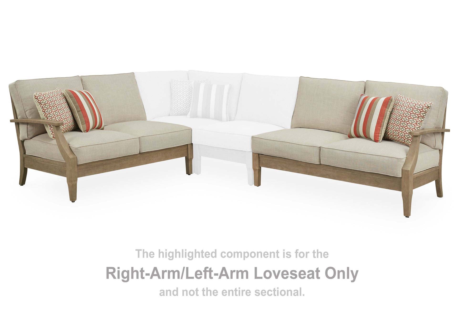 Haines Furniture Outlet - Ashley Furniture - Clare View Outdoor - RAF/LAF Loveseat w/CUSH (Set of 2) / Beige - P801-854