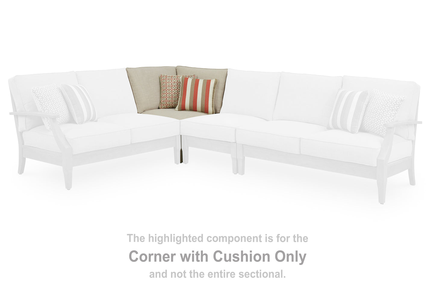 Haines Furniture Outlet - Ashley Furniture - Clare View Outdoor - Corner with Cushion / Beige - P801-877