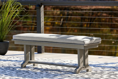 Haines Furniture Outlet - Ashley Furniture - Visola Outdoor - Bench with Cushion / Gray - P802-600