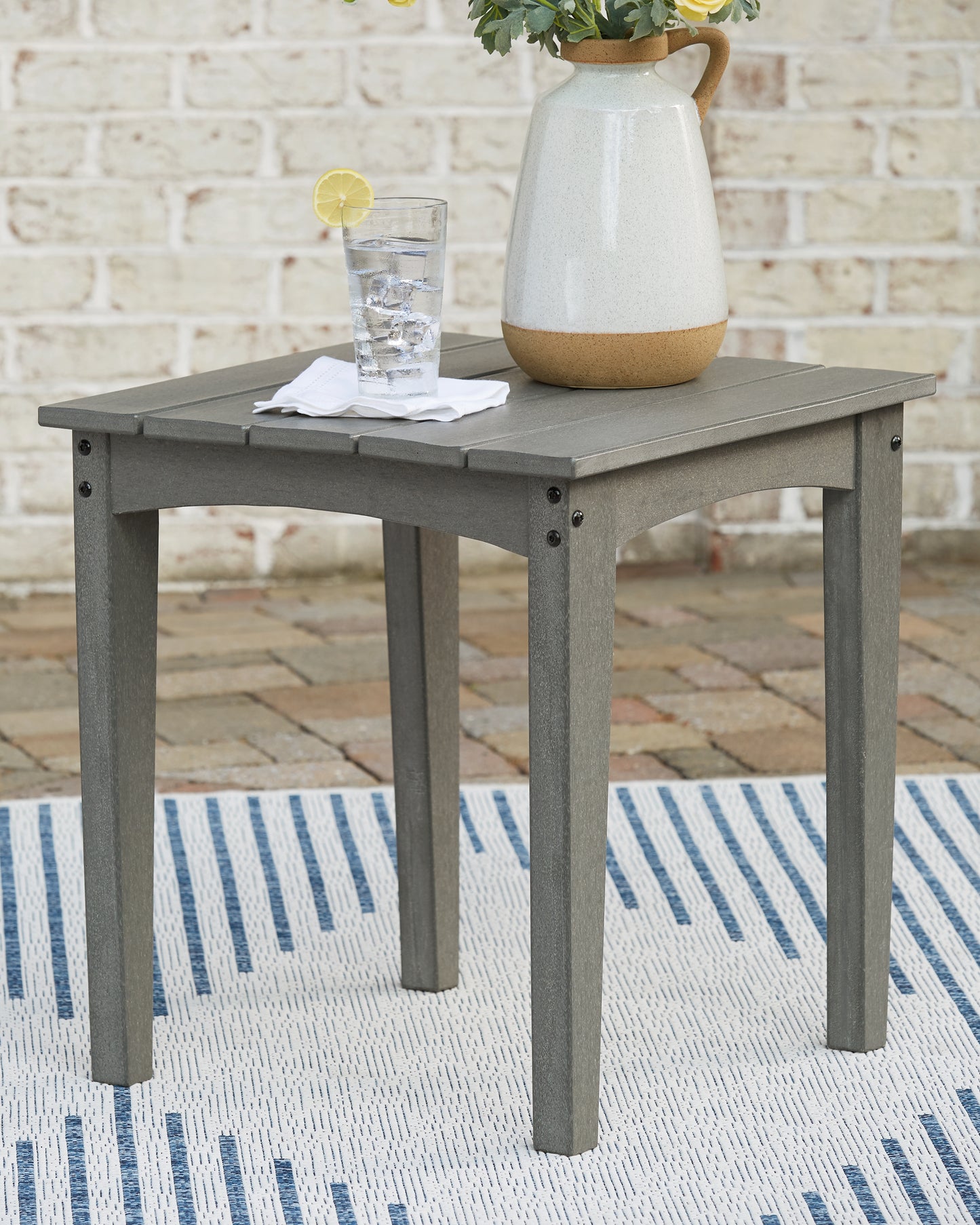 Haines Furniture Outlet - Ashley Furniture - Visola Outdoor - Square End Table / Gray - P802-702