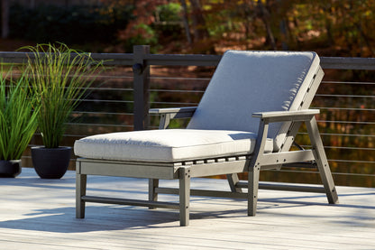 Haines Furniture Outlet - Ashley Furniture - Visola Outdoor - Chaise Lounge with Cushion / Gray - P802-815