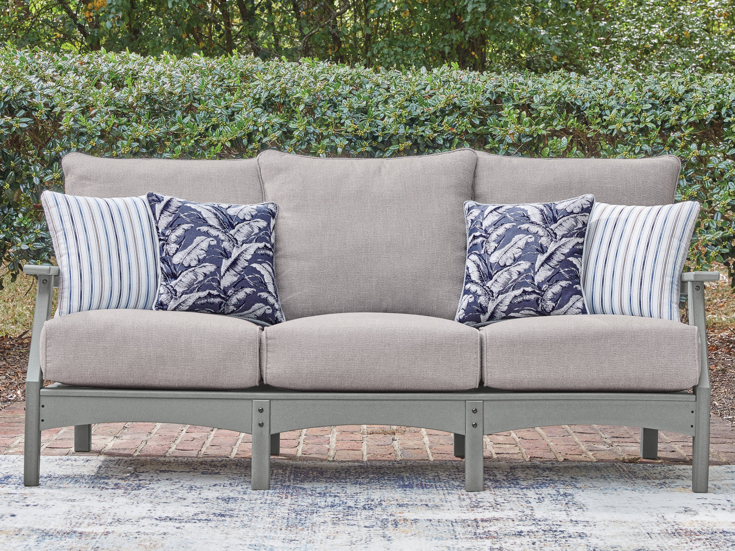 Haines Furniture Outlet - Ashley Furniture - Cove Beach Outdoor - Sofa with Cushion / Gray - PCP803-838